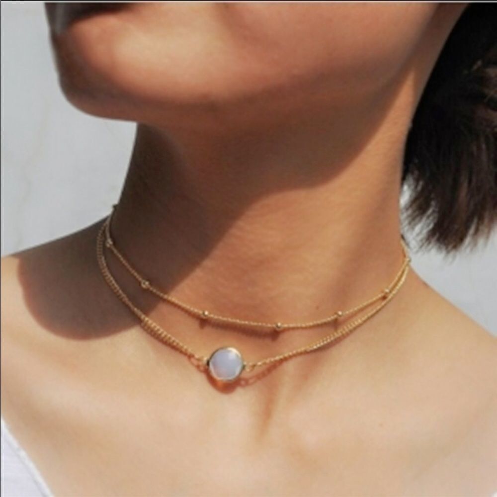 Necklace chocker layered Chic Versatile